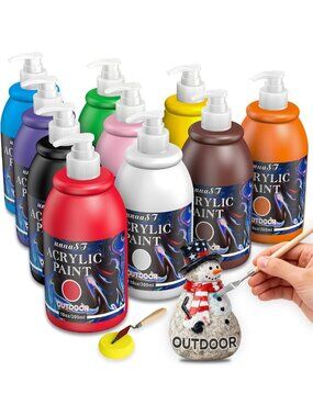 10 Color Waterproof Outdoor Acrylic Paint Set - 10oz with Easy Pump Dispenser
